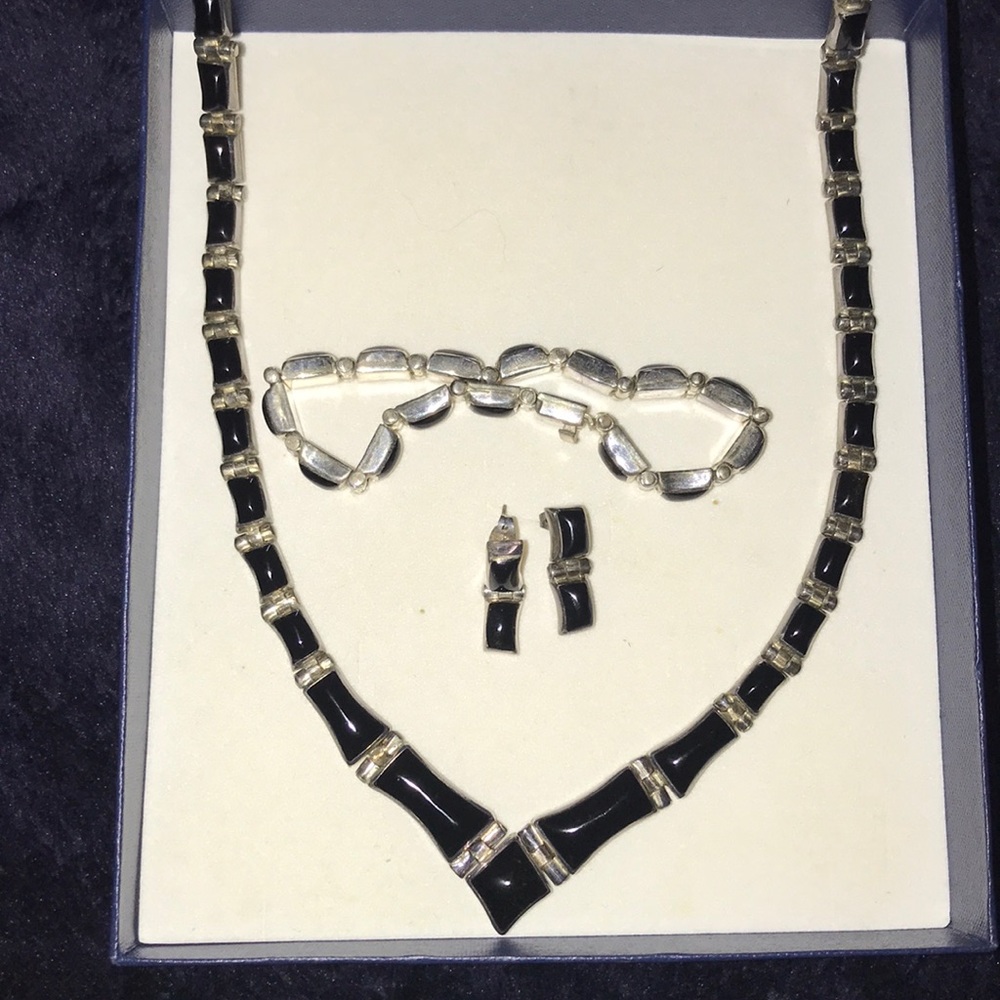 Black Onyx and Sterling Silver Set